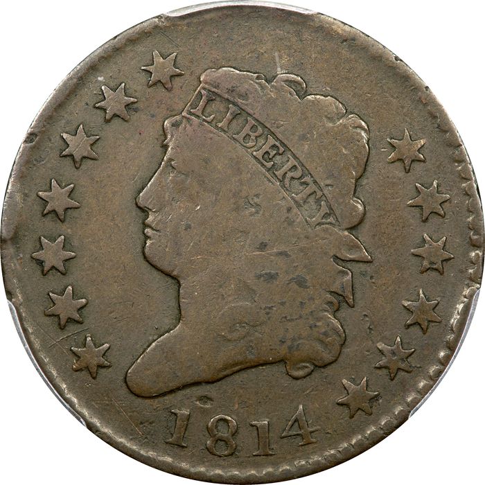 1814 Classic Head Large Cent (1c) Plain 4 Obverse Image