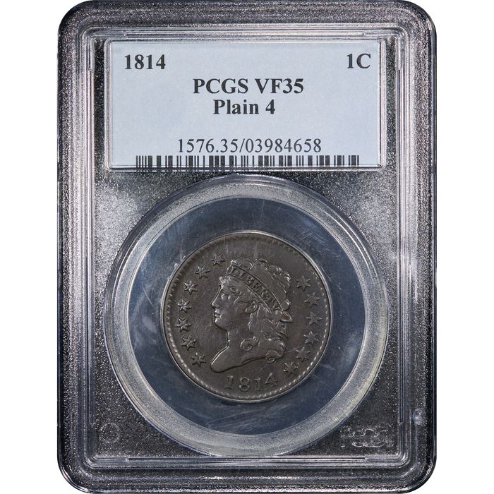 1814 Classic Head Large Cent (1c) Plain 4 S-295 Obverse Slab Image