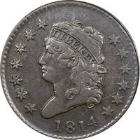 1814 Classic Head Large Cent (1c) Plain 4 S-295 Obverse Image