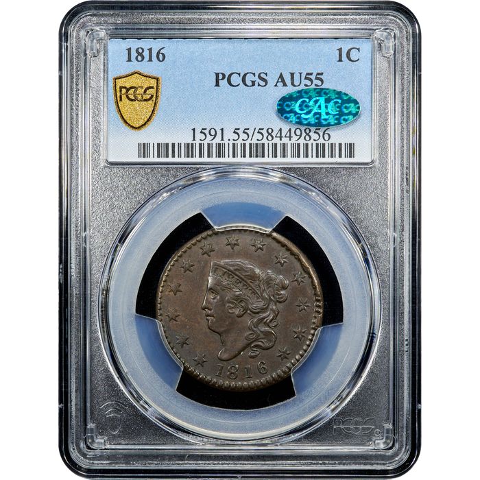 1816 Coronet Large Cent (1c) Obverse Slab Image