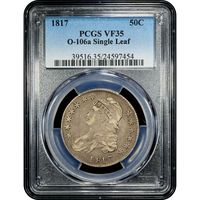 1817 Capped Bust Half Dollar (50c) O-106a Single Leaf  Obverse Slab Image