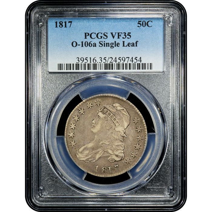 1817 Capped Bust Half Dollar (50c) O-106a Single Leaf  Obverse Slab Image