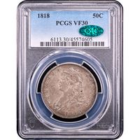 1818 Capped Bust Half Dollar (50c) Obverse Slab Image