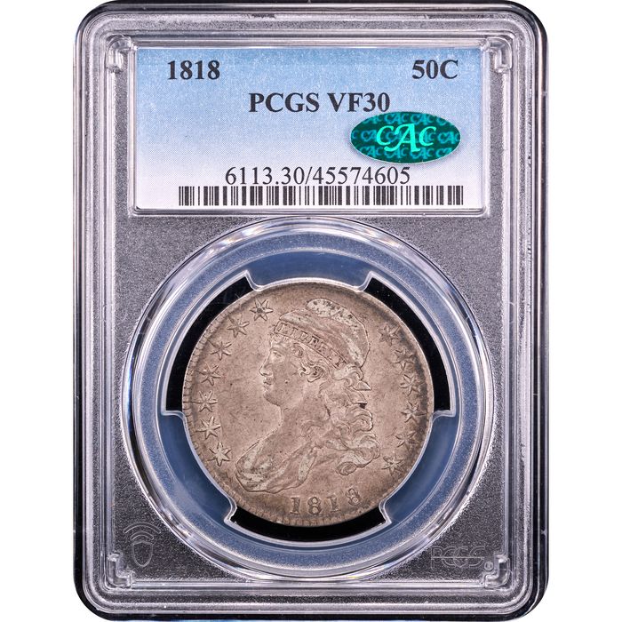 1818 Capped Bust Half Dollar (50c) Obverse Slab Image