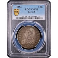 1818/7 Capped Bust Half Dollar (50c) Large 8 Obverse Slab Image