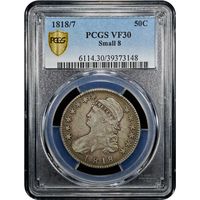 1818/7 Capped Bust Half Dollar (50c) Small 8 Obverse Image