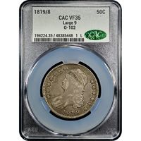 1819/8 Capped Bust Half Dollar (50c) O-102 Large 9 Obverse Slab Image