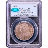 1820 Capped Bust Half Dollar (50c) O-105 Sq 2 Lg Date Knob 2 Obverse Image