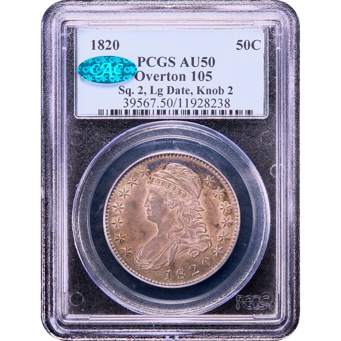 1820 Capped Bust Half Dollar (50c) O-105 Sq 2 Lg Date Knob 2 Obverse Image