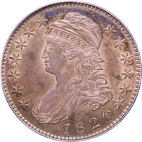 1820 Capped Bust Half Dollar (50c) O-105 Sq 2 Lg Date Knob 2 Photo 3