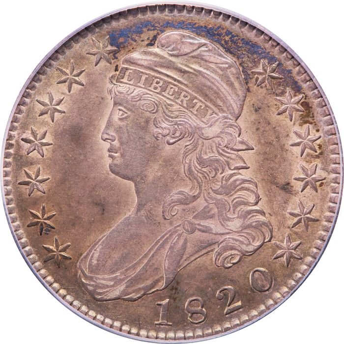 1820 Capped Bust Half Dollar (50c) O-105 Sq 2 Lg Date Knob 2 Photo 3