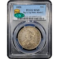1820 Capped Bust Half Dollar (50c) Sq. 1, Lg. Date, Knob 2 Obverse Image