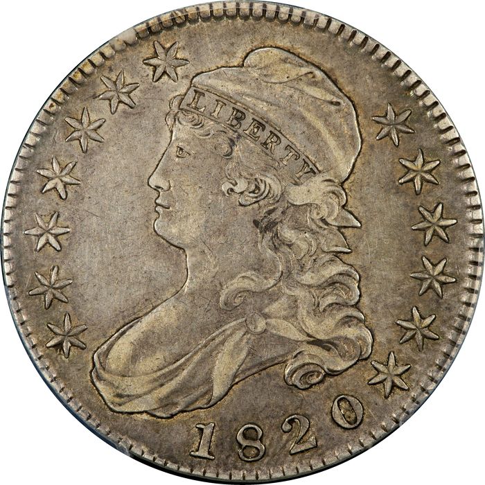1820 Capped Bust Half Dollar (50c) Sq. 1, Lg. Date, Knob 2 Photo 3