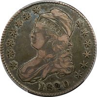 1820 Capped Bust Half Dollar (50c) Sq. 2, Lg Date, No Knob Photo 3