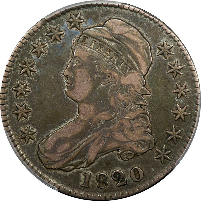 1820 Capped Bust Half Dollar (50c) Sq. 2, Lg Date, No Knob Photo 3
