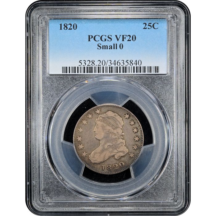 1820 Capped Bust Quarter (25c) Small 0 Obverse Slab Image