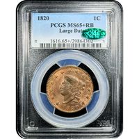 1820 Coronet Large Cent (1c) Large Date Obverse Slab Image