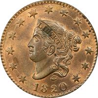 1820 Coronet Large Cent (1c) Large Date Obverse Image