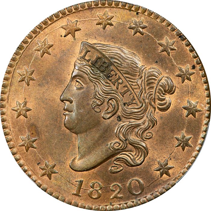 1820 Coronet Large Cent (1c) Large Date Obverse Image