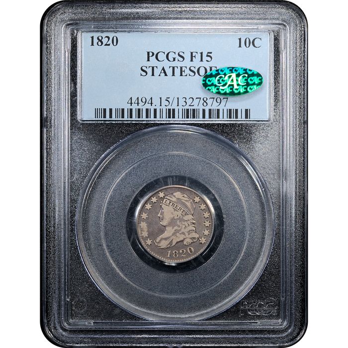1820 STATESOF Capped Bust Dime (10c) Obverse Slab Image