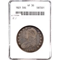 1821 Capped Bust Half Dollar (50c) O-105a Obverse Slab Image