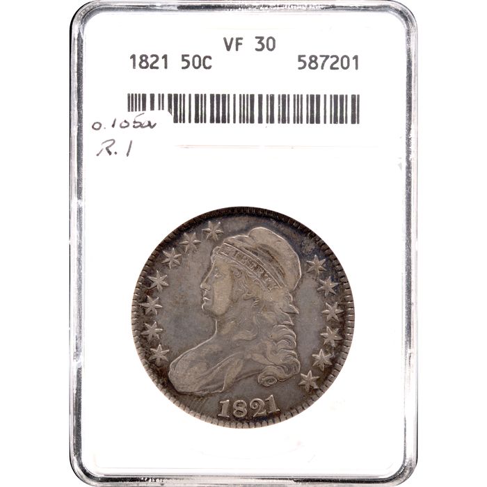 1821 Capped Bust Half Dollar (50c) O-105a Obverse Slab Image