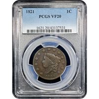 1821 Coronet Large Cent (1c) Obverse Slab Image