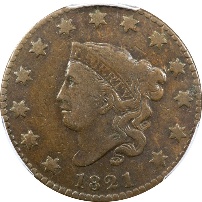 1821 Coronet Large Cent (1c) Obverse Image