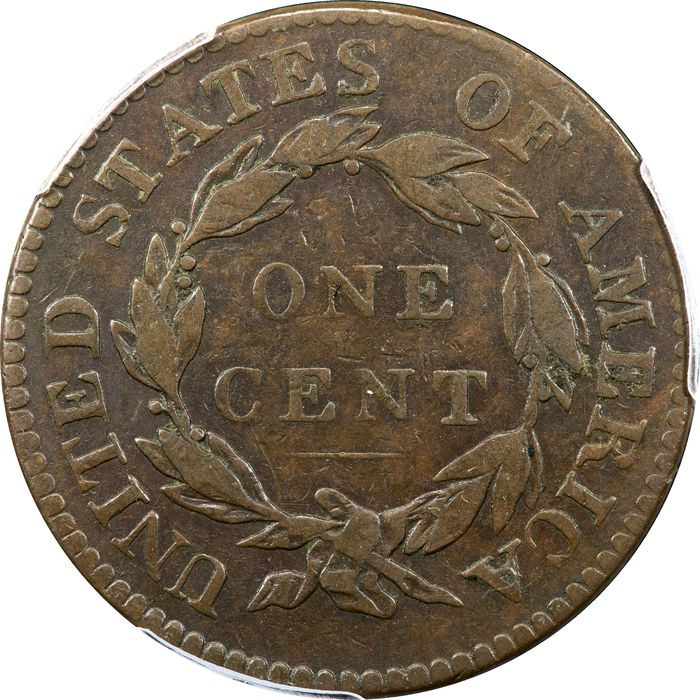 1821 Coronet Large Cent (1c) Reverse Image