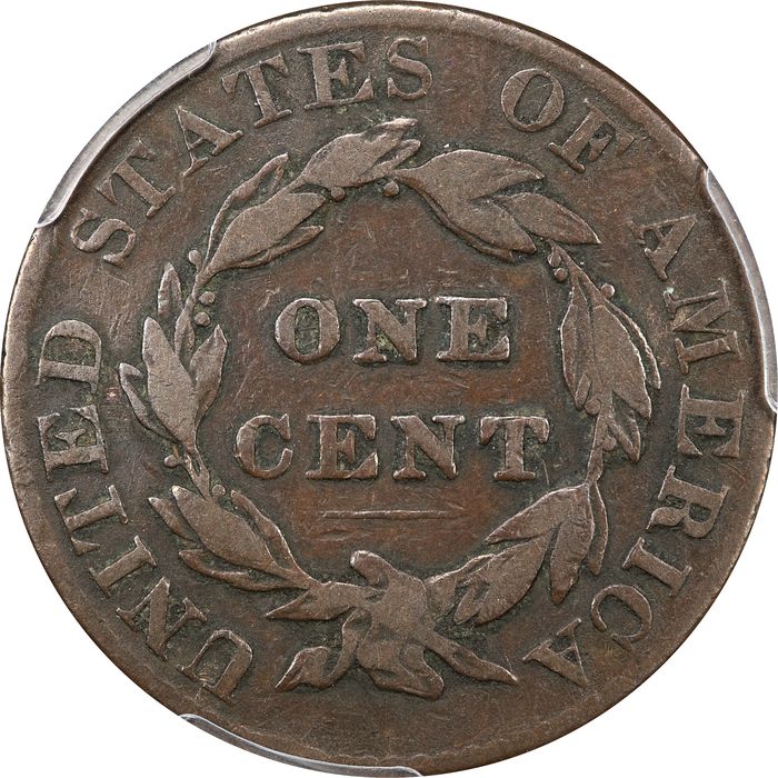 1823/2 Coronet Large Cent (1c) Reverse Image