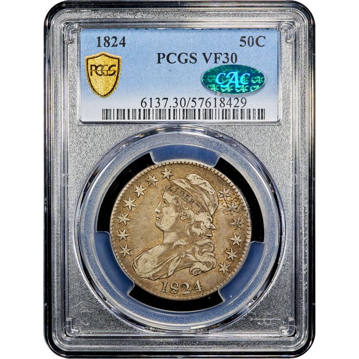 1824 Capped Bust Half Dollar (50c) Obverse Slab Image
