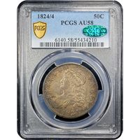 1824/4 Capped Bust Half Dollar (50c) Obverse Slab Image
