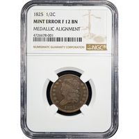 1825 Classic Head Half Cent (1/2c) Error - Medallic Alignment Obverse Image