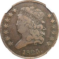 1825 Classic Head Half Cent (1/2c) Error - Medallic Alignment Photo 3
