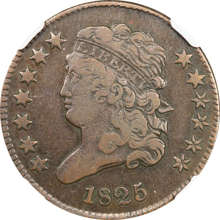1825 Classic Head Half Cent (1/2c) Error - Medallic Alignment Photo 3