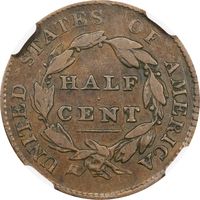 1825 Classic Head Half Cent (1/2c) Error - Medallic Alignment Photo 4
