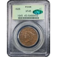 1826 Coronet Large Cent (1c) N-7 OGH Obverse Image
