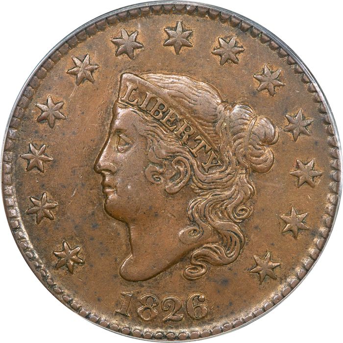 1826 Coronet Large Cent (1c) N-7 OGH Photo 3