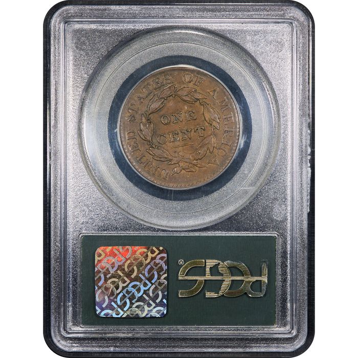 1826 Coronet Large Cent (1c) N-7 OGH Reverse Image