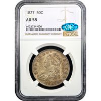1827 Capped Bust Half Dollar (50c) Curl Base 2 Obverse Slab Image