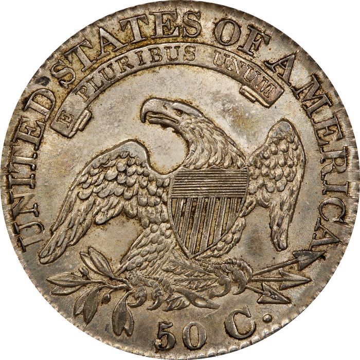 1827 Capped Bust Half Dollar (50c) Curl Base 2 Reverse Image