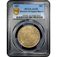 1827 Capped Bust Half Dollar (50c) O-114 Square Base 2 Obverse Image