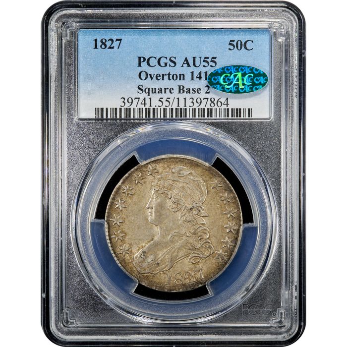 1827 Capped Bust Half Dollar (50c) O-141 Square Base 2 Obverse Slab Image