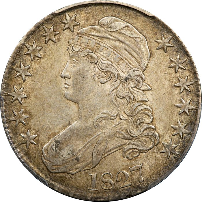1827 Capped Bust Half Dollar (50c) O-141 Square Base 2 Obverse Image