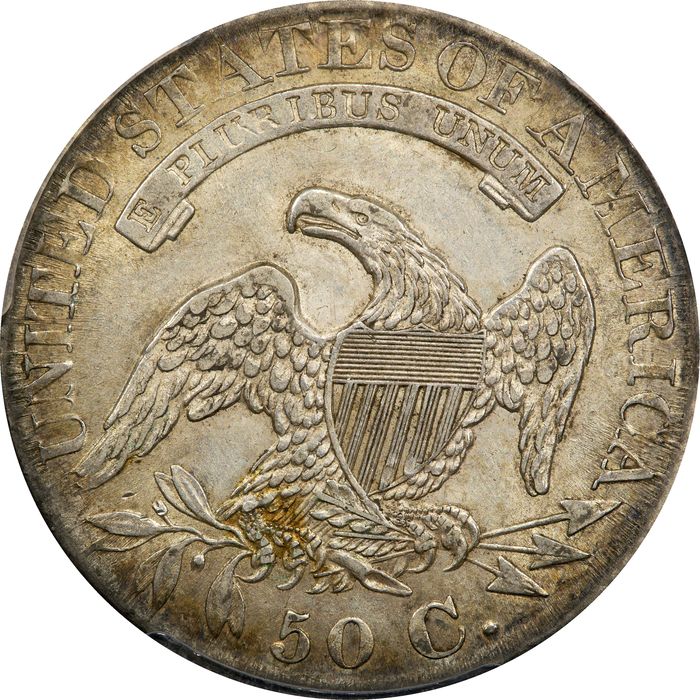 1827 Capped Bust Half Dollar (50c) O-141 Square Base 2 Reverse Image