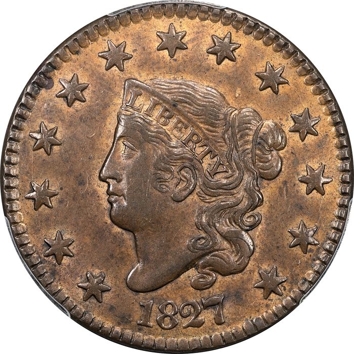 1827 Coronet Large Cent (1c) Obverse Image