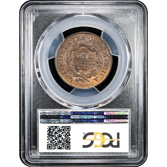 1827 Coronet Large Cent (1c) Reverse Slab Image