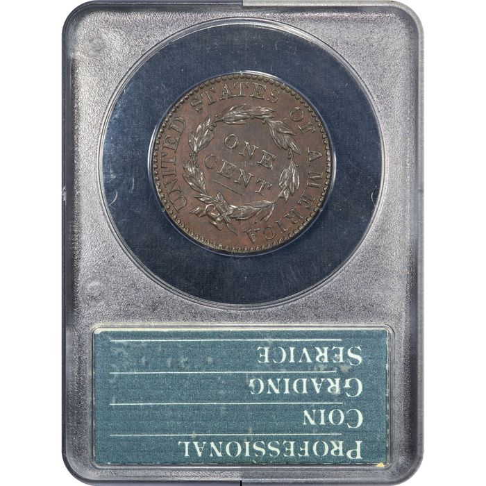 1827 Coronet Large Cent (1c) Rattler Reverse Slab Image