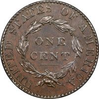 1827 Coronet Large Cent (1c) Rattler Reverse Image