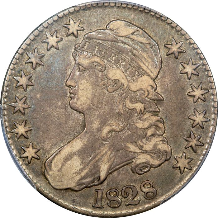 1828 Capped Bust Half Dollar (50c) Curl Base 2, No Knob Photo 3